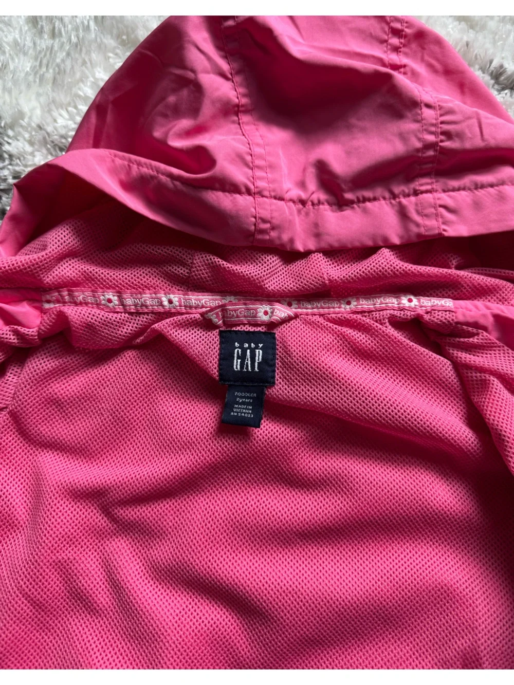 Baby GAP Y2K Lightweight Hooded Pink Windbreaker Rain Jacket — 2 years
